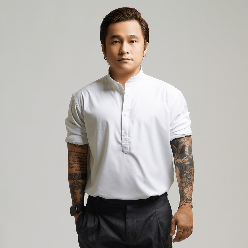 Áo sơ mi tay dài cổ trụ Oversize MRC 026 chất vải Poplin cao cấp, mềm mịn, thoáng mát form rộng - MENFIT