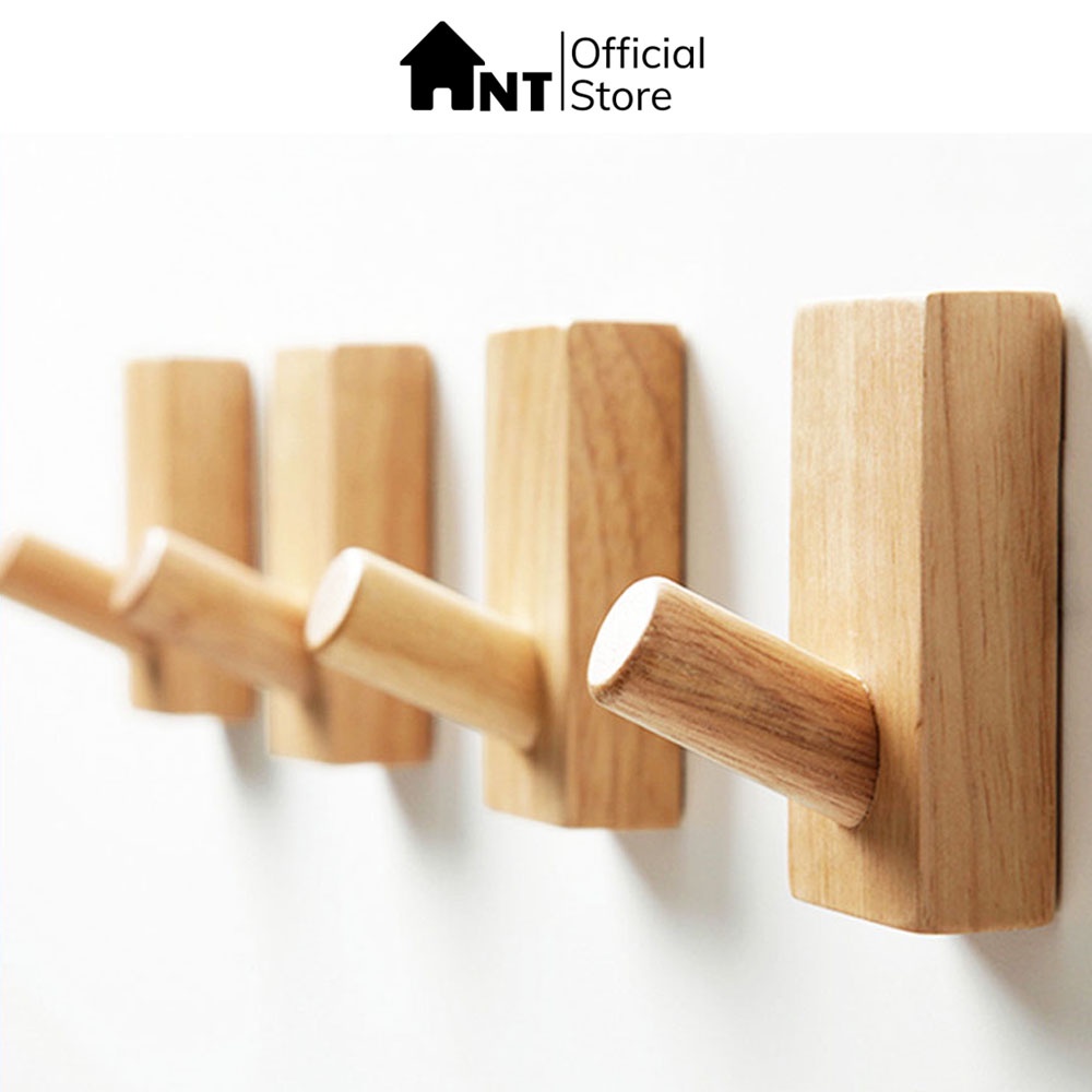 Móc Gỗ Treo Quần Áo, Móc Gỗ Treo Đồ Gắn Tường Đa Năng