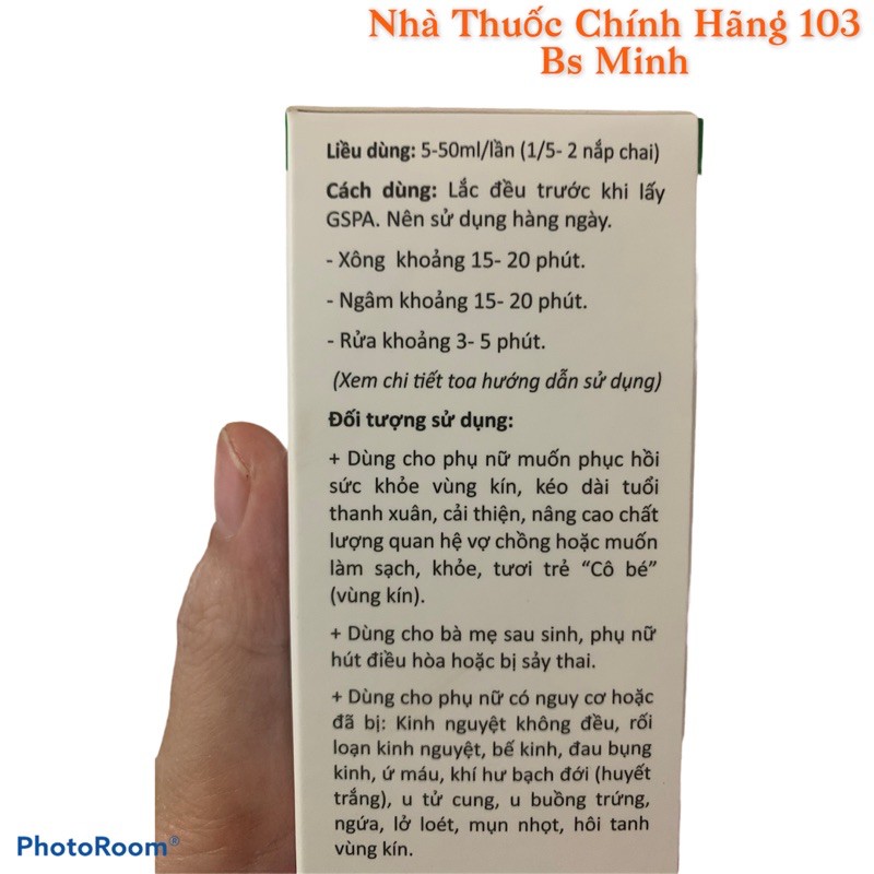 Nước xông ngâm rửa phụ khoa GSPA 103-tan ứ, tăng co bóp cơ tử cung, chống viêm, tiêu sưng, sát trùng, tiêu thủy, tiêu mủ