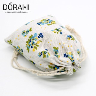 Túi dây rút vải bố linen mềm hoa vintage cỡ nhỏ 9x12cm handmade tiện lợi - doramimi