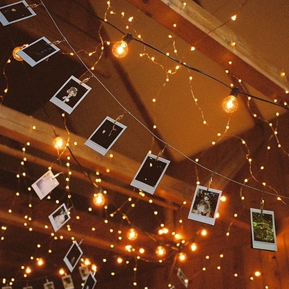 Bộ decor Khung sắt treo ảnh, dây đèn đom đóm, kẹp gỗ trang trí nhà cửa, góc học tập, nơi làm việc, xinh xắn rẻ xịn