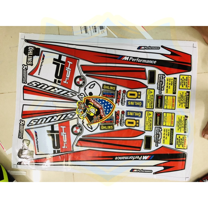 ( Quí khách vui lòng mang ra tiệm cho thợ dán ) Tem SIRIUS HP4 ĐỎ ĐEN