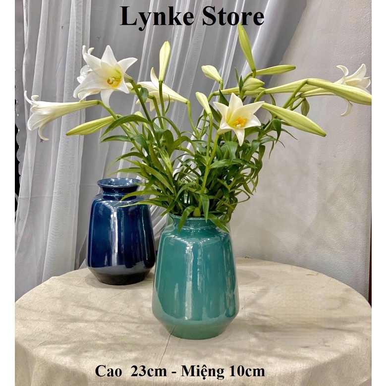 Bình Hoa Lọ Hoa Dáng Chuông Xinh Xắn Men Kính Gốm Sứ Bát Tràng
