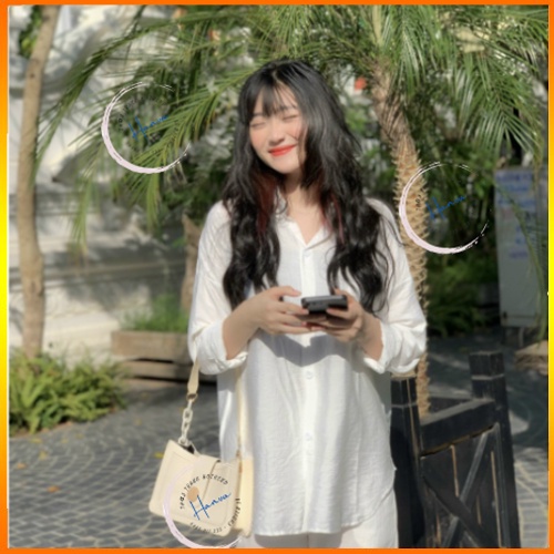 Áo Sơ Mi Trắng Dài Tay Nữ Chất Đũi Nhẹ Mát Form Oversize Siêu Xinh