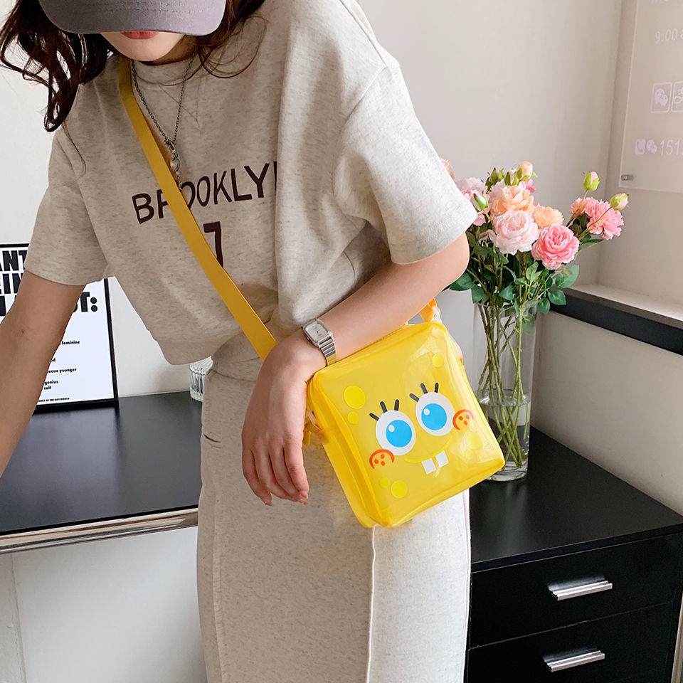 Túi Đeo Chéo Trong Suốt Chống Nước Hình SpongeBob Dễ Thương