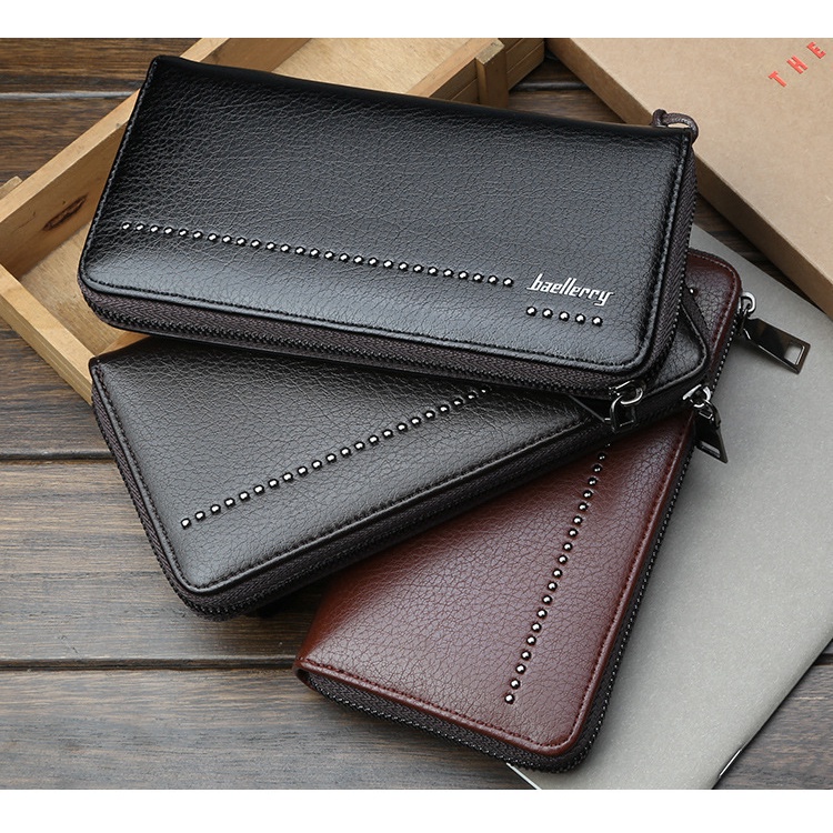 Ví da cầm tay nhiều ngăn thời trang cho nam