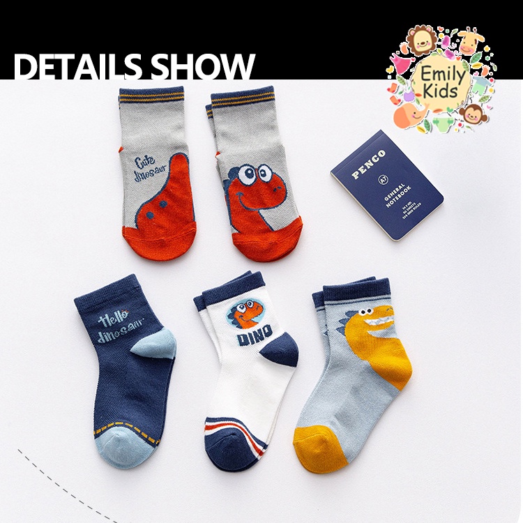 Set 5 Đôi Vớ Cotton Phối Lưới Thoáng Khí Thoải Mái Thời Trang Mùa Hè Cho Bé Trai Và Gái 1-12 Tuổi