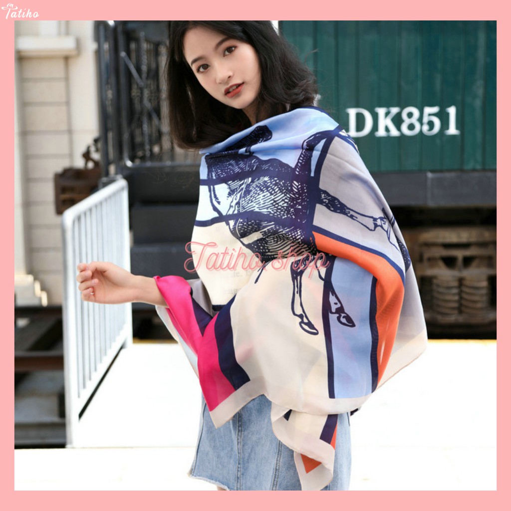 [Hàng Xịn, Giá Tốt] Khăn Choàng Quàng Cổ Lụa Cao Cấp Yên Ngựa Sang Trọng - Chất Liệu Silk  - Size:90x190cm - Mã KS001