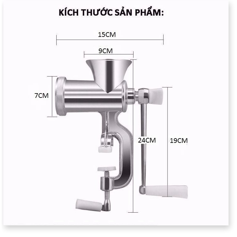 Máy xay thịt bằng tay 1 ĐỔI 1  Máy xay thịt bằng tay đế kẹp bàn, chất liệu cao cấp không gỉ, an  toàn 5731