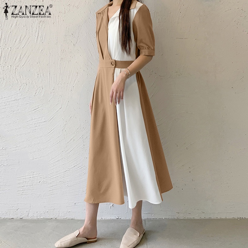 Đầm ZANZEA ngắn tay cổ chữ v thời trang nữ tính