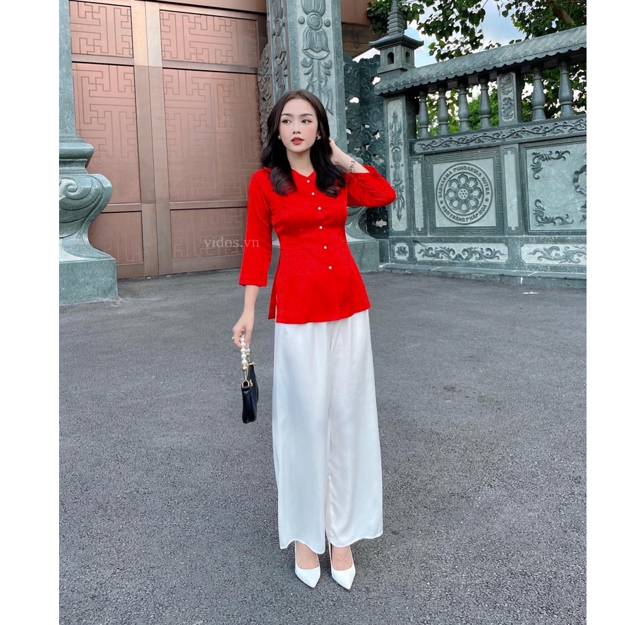 Bộ Áo Bà Ba Đồ Lam PhápPhục Đi Lễ Chùa Bán Rời Quần Trắng Và Quần Đen Vải Lụa Gấm Cực Đẹp,Mềm Mịn