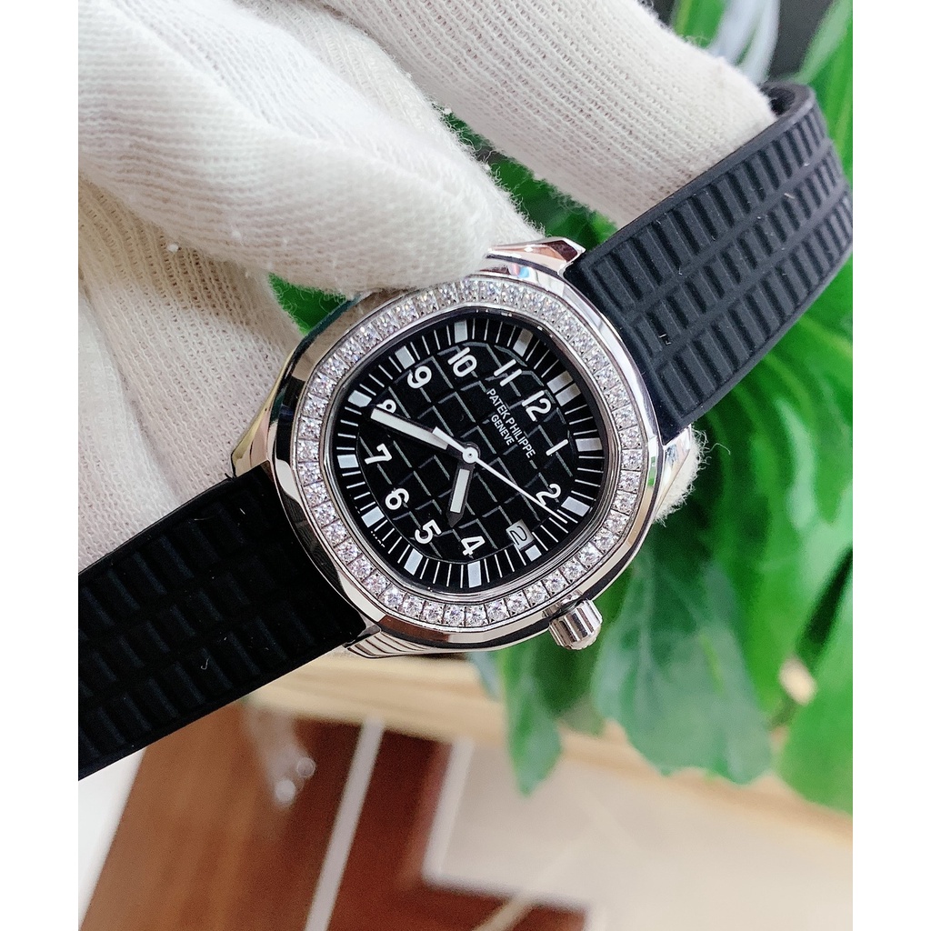 Đồng hồ Nữ patex vành đá cao cấp loại đẹp chạy pin máy nhật dây cao su