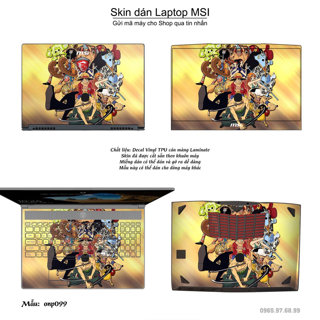 Skin dán Laptop MSI in hình One Piece nhiều mẫu 9 (inbox mã máy cho Shop)