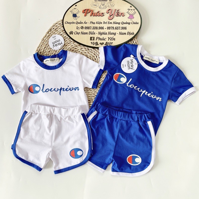 SALE!! BỘ ĐÙI THỂ THAO TRẮNG XANH CHẤT COTTON 100% hàng MINKY MOM (SP001460 )