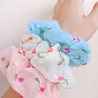 (Hình thật) Cột tóc buộc tóc Cherry Scrunchies
