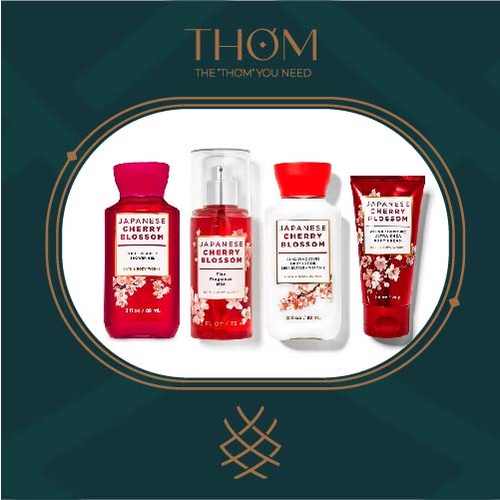 JAPANESE CHERRY BLOSSOM | MINI SET TRAVEL SIZE Tắm Dưỡng Xịt Thơm Toàn Thân Bath & Body Works