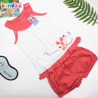 Bộ đồ sát nách bé gái KANDOO màu đỏ san hô, 100% cotton cao cấp mềm mịn, thoáng mát, an toàn cho bé- DG16SH02