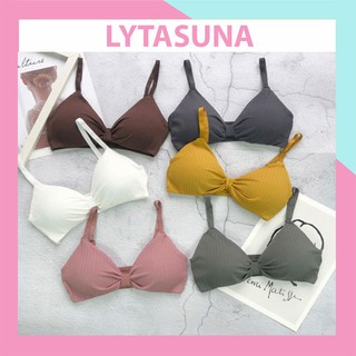 Áo Bra Nữ 2 Dây Cotton Thắt Nơ Ko Gọng, Đệm Nâng Ngực Dây Điều Chỉnh BR04