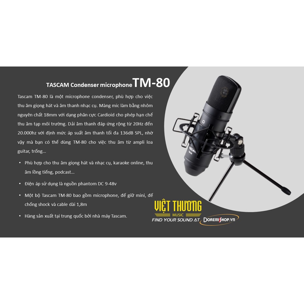Micro Thu Âm TASCAM Condenser microphone TM-80