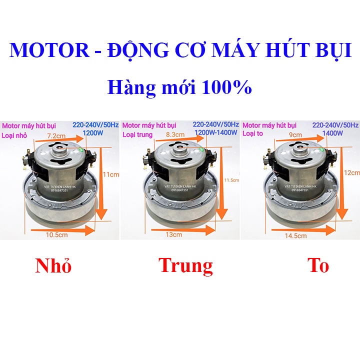 Motor động cơ máy hút bụi đa năng - Mô tơ các size cỡ Moto hút