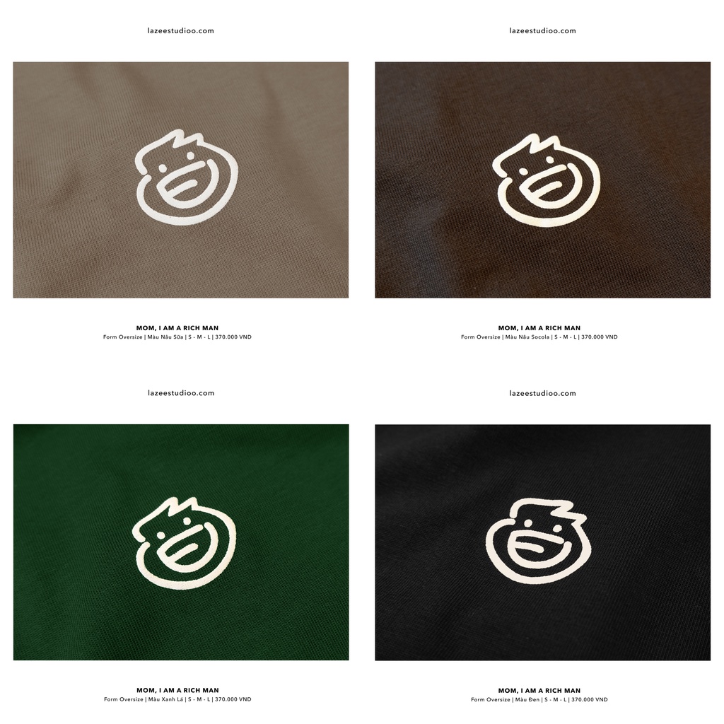 Áo thun - RICH MAN | LAZEE STUDIOO | Nâu Sữa - Nâu Socola - Xanh Lá - Đen | Form Oversize