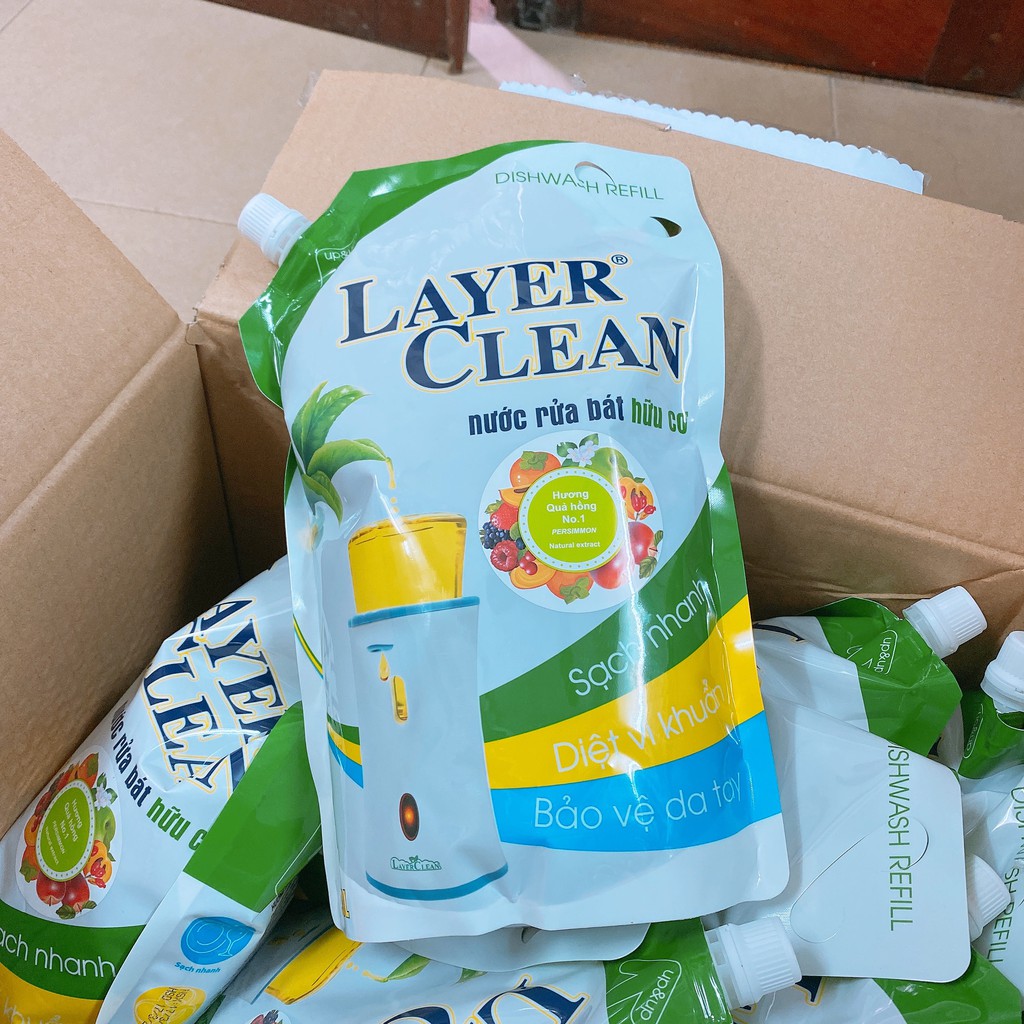 {TIN DÙNG} Nước Rửa Chén Bát Hữu Cơ Organic Layer Clean Hương Qủa Hồng 5L Chiết Xuất Từ Thực Vật Thân Thiện Với Làn Da