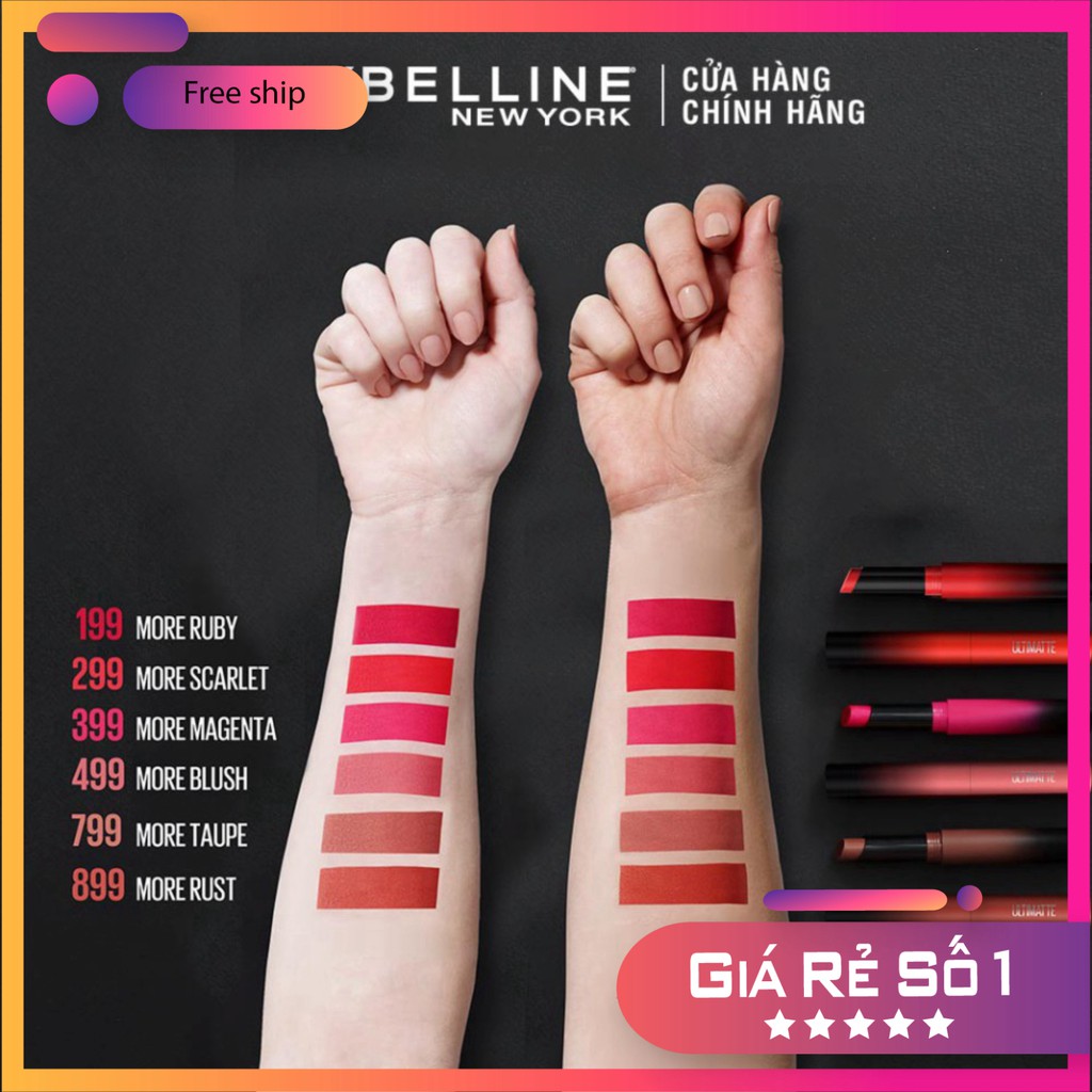 Son Lì Mịn Môi Siêu Nhẹ Cao Cấp Maybelline New York Color Sensational Ultimatte 1.7g Hàng Chính Hãng