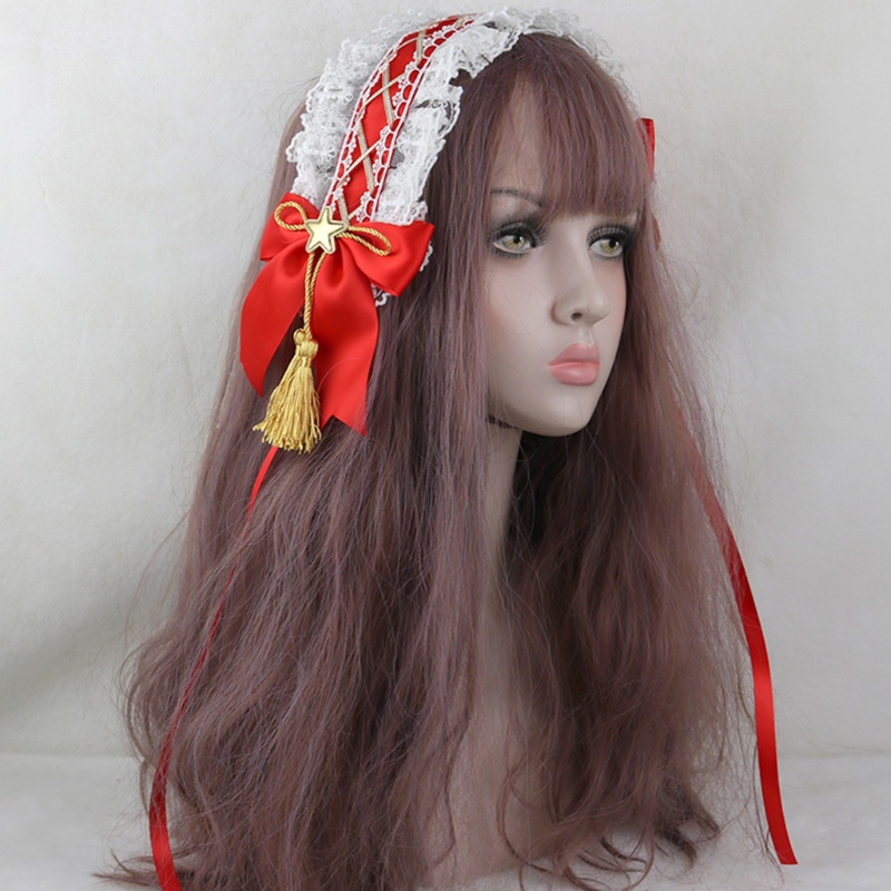 Băng Đô Ren Đính Ngôi Sao Tua Rua Hóa Trang Lolita