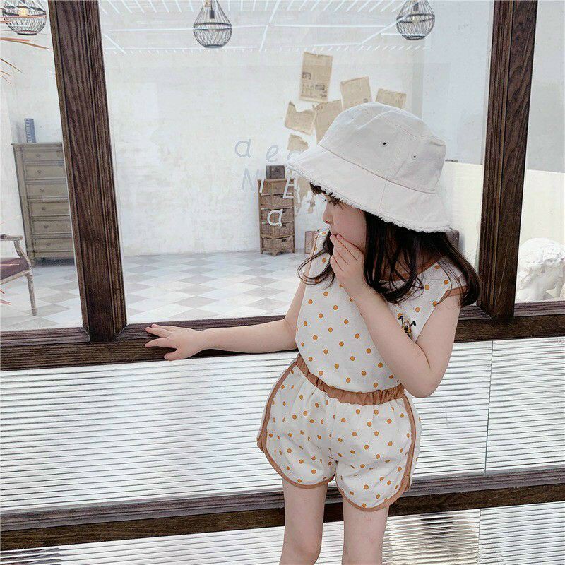 Lyvyshop - (Cotton SG chính phẩm) Bộ quần áo sát nách chấm bi cho bé gái siêu dễ thương từ 09-20kg
