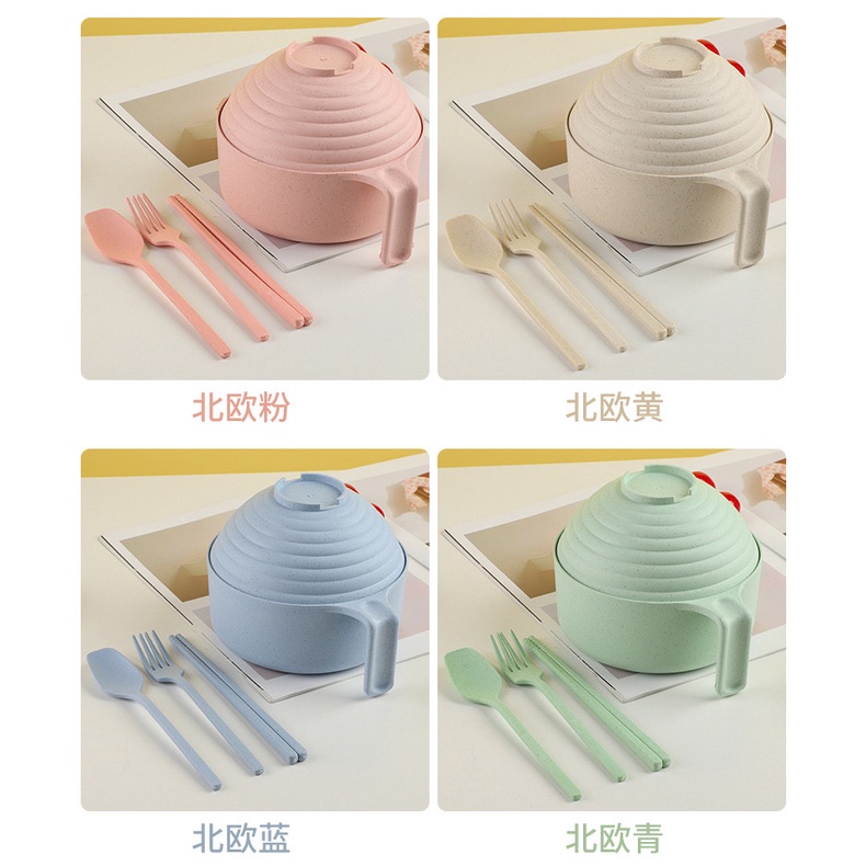 (HÀNG CÓ SẴN) Tô úp mì lúa mạch - Set 5 món bát ăn mỳ lúa mạch an toàn sức khỏe, nhiều màu sắc tiện lợi