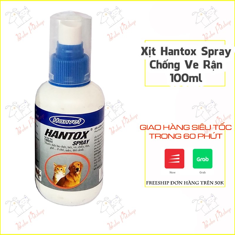 Xịt Hantox Spray Ve Rận, Kí Sinh Trùng, Ghẻ Ở Chó Mèo, Thú Cưng Chai 100Ml - Bobo Pet Shop Hà Nội