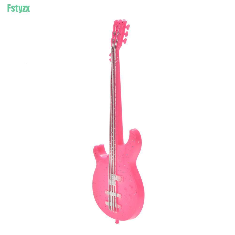 fstyzx 1 Pcs Creative Fashion Cool Pink Guitar for Barbies Dolls