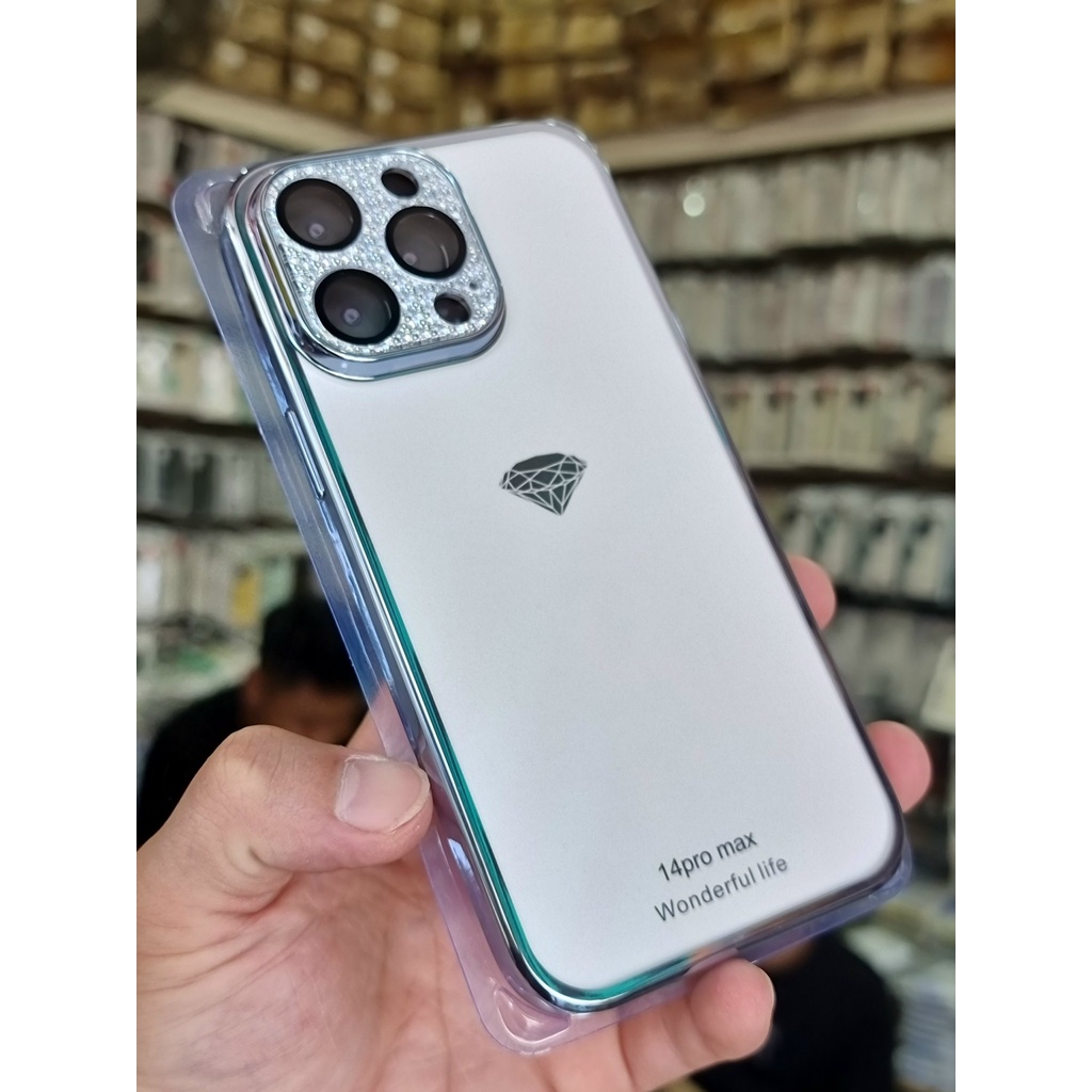 Ốp lưng SULADA lưng nhám viền màu cụm camera đính đá bảo vệ cho iPhone 14 Pro Max, 14 Pro, 14 Plus, 14 siêu đẹp