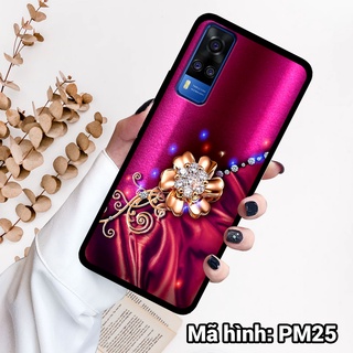 Ốp điện thoại VIVO Y51 2020 in hình hoa,nữ tính sang trọng – lưng kính tráng gương viền dẻo