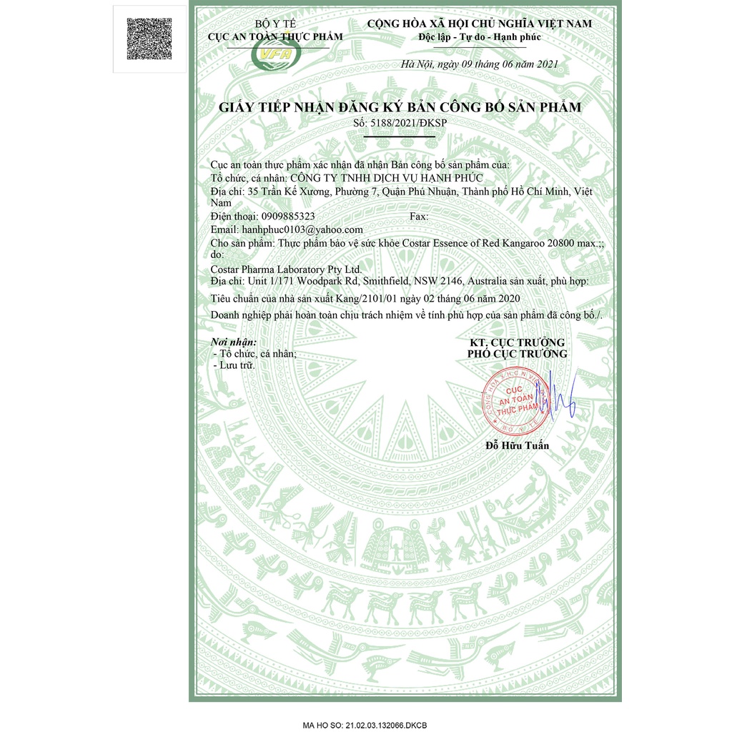 Viên uống tăng cường sức khỏe nam giới Costar Úc Essence of Red Kangaroo 20800 Max 100 viên