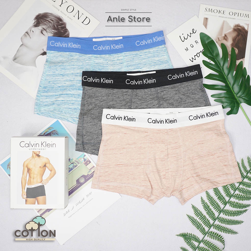 Set 3 Quần lót nam BOXER Vải COTTON Elastane co dãn 4 chiều Kiểu vải Xược Độc đáo xuất USA - BXAEX