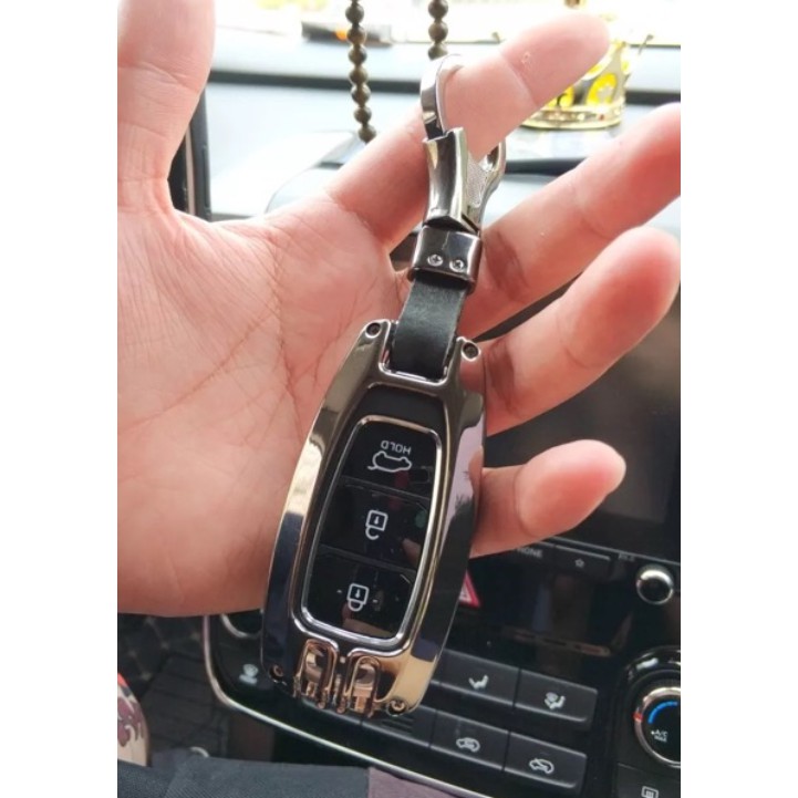 Ốp Chìa Khóa Hyundai Kona, Accent, Santafe Metal Siêu Sang Siêu Bền Bảo Vệ Smartkey