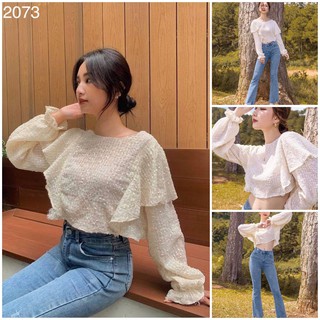 ÁO TRẮNG NỮA VẢI THÊU TƠ DÀY DẶN XINH XẮN GIÁ RẺ - FRILL CROPTOP