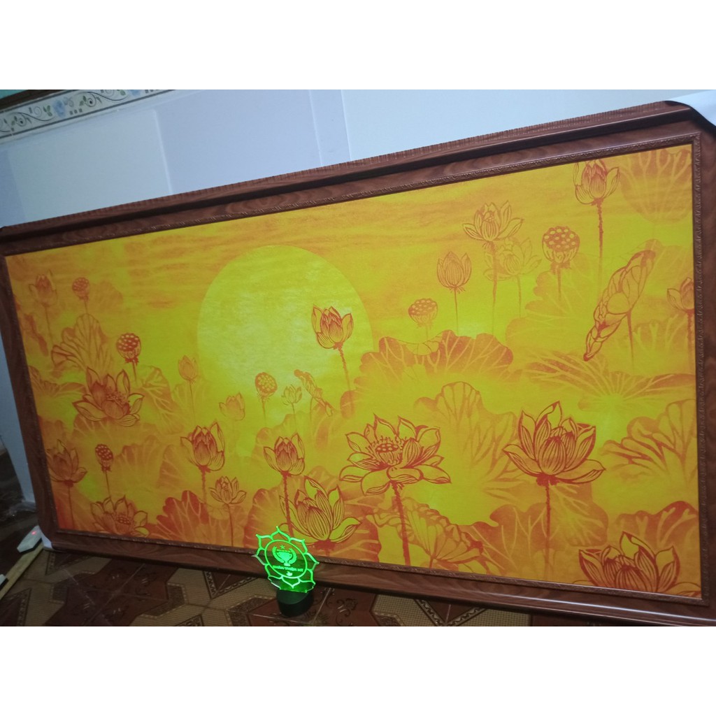 [ GIÁ SỈ ] Tranh Trúc Chỉ In Hoa Sen 81x126cm-chuẩn phong thủy