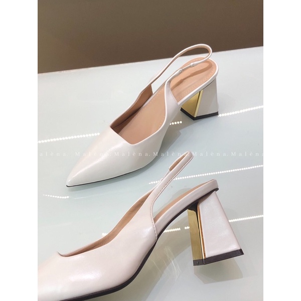 Giày slingback Malena mũi nhọn dáng đế xéo cao 7cm