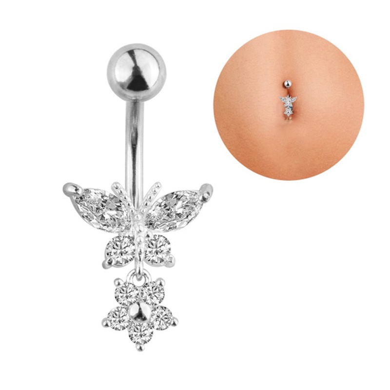Khuyên Rốn Hình Bướm Đính Đá Zircon Thời Trang