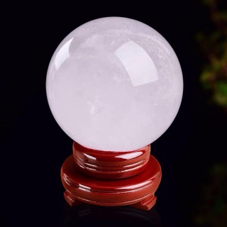 Bi cầu trắng phong thuỷ kèm đế gỗ xoay [ hàng đẹp ]