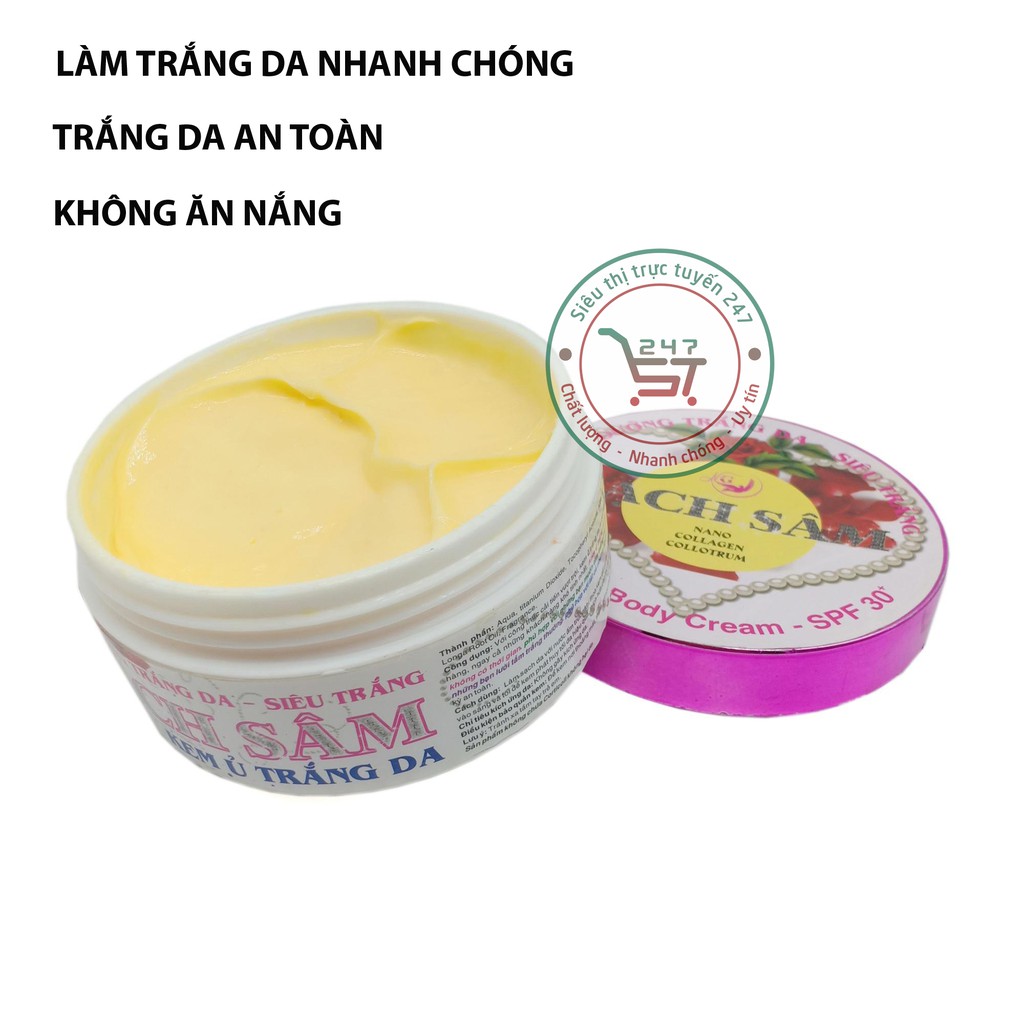 Kem ủ dưỡng trắng da toàn thân Bạch Sâm 250g (Trắng - Tím)|Siêu thị trực tuyến 247Kem dưỡng toàn thân 