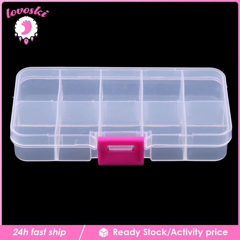 Hộp Nhựa Trong Suốt 10 Ngăn Đựng Trang Sức