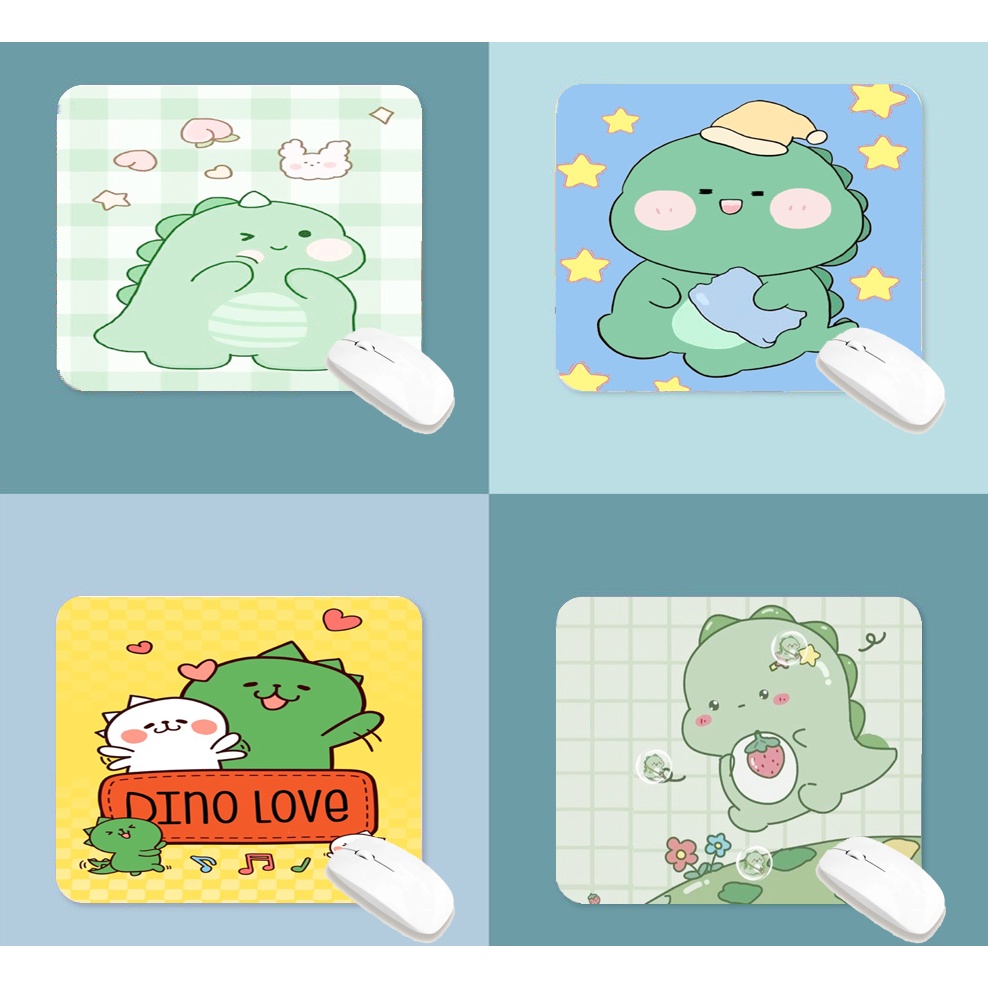 lót chuột khủng long LOTI26 bàn di chuột cute dễ thương pastel 20 x 24 cm