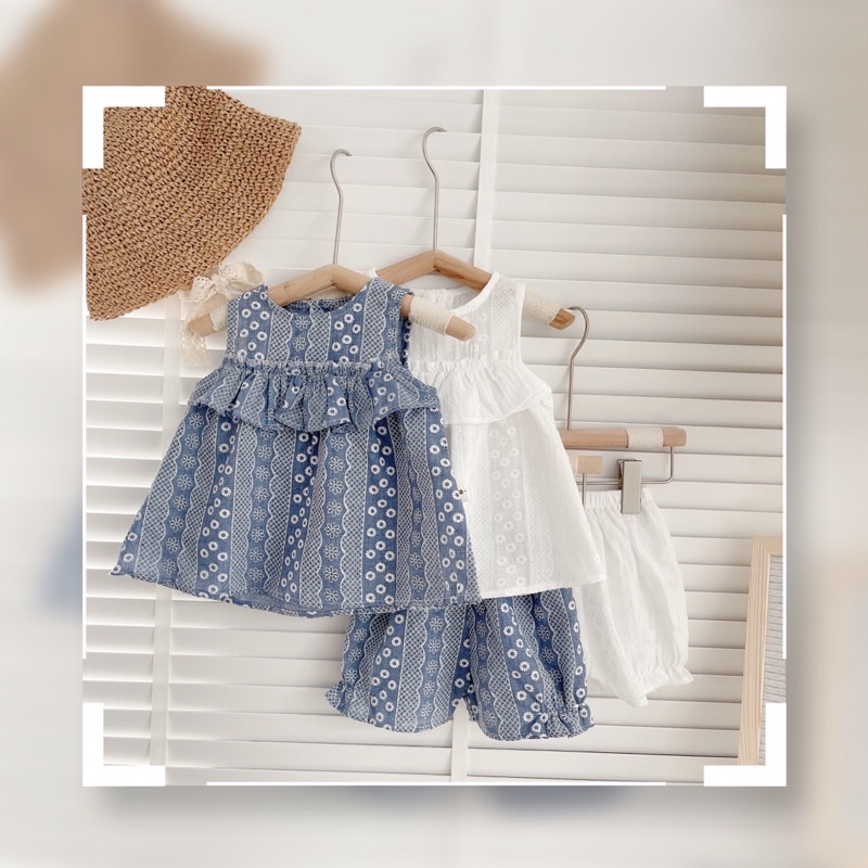 Bộ hè ba lỗ thô boi mềm cho bé gái 8-21 kg (6 tháng -6 tuổi)