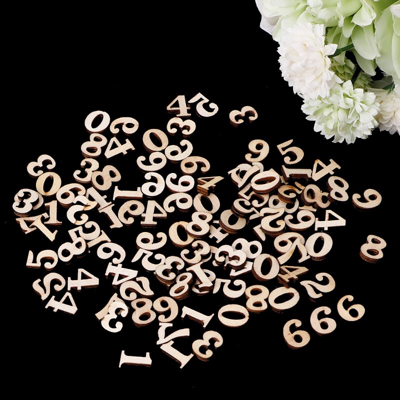 SUP 100Pcs Wooden 0-9 Numbers Embellishments 15mm Scrapbooking Card Making Craft DIY