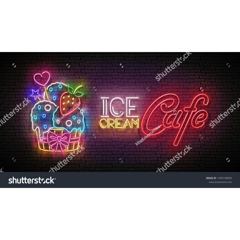 Tranh Dán Tường Giành Cho Quán Kem, Icream, Ốc Quế