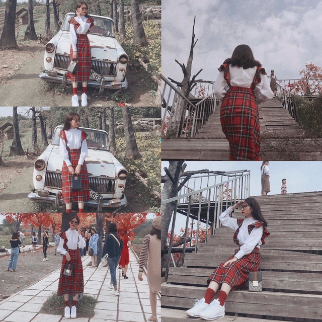 sẵn /Váy yếm kẻ đỏ (đặt theo số đo)❤️ QUAI THÁO ĐƯỢC 🤪 Sẵn yếm hàn quốc🛠 FREESHIP 😈 kẻ đỏ | BigBuy360 - bigbuy360.vn