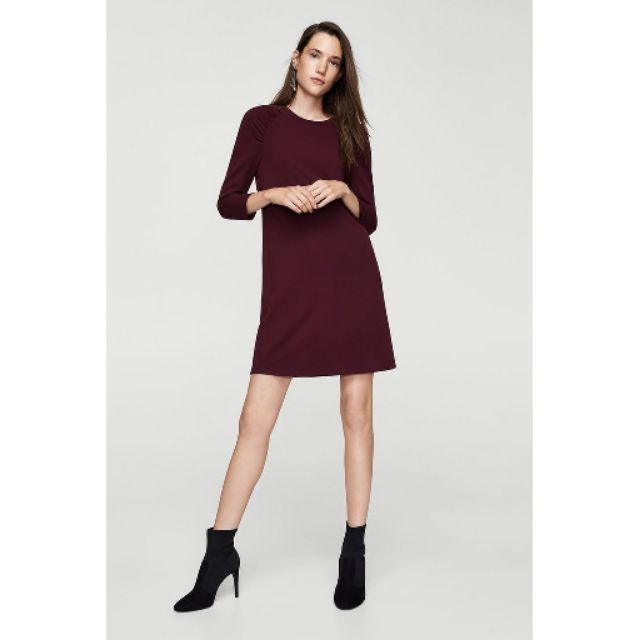 Đầm nhún vai basic Mango sz XS S